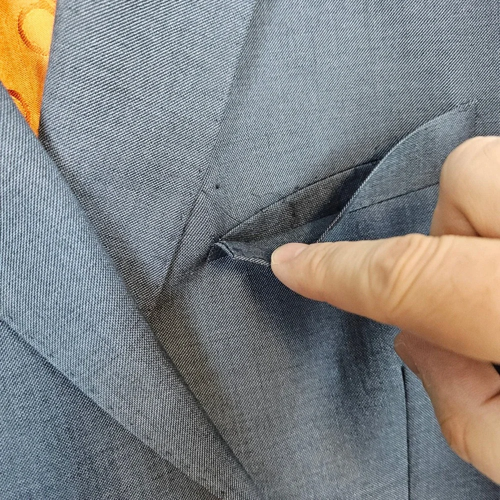 Bianco Berioni Vitale Barberis Canonico Blue/Gry 2-Pc Wool/Silk 44L 39x29.5 FLAW